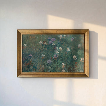 Yeşil Çiçek Bahçesi Poster – Vintage Floral Dekoratif Duvar Posteri