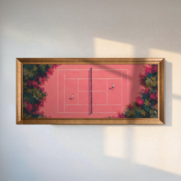Pembe Tenis Kortu – Büyük Panoramik Kanvas Tablo