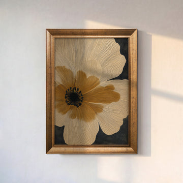 Gold Çiçek Detayı – Modern Botanik Kanvas Tablo