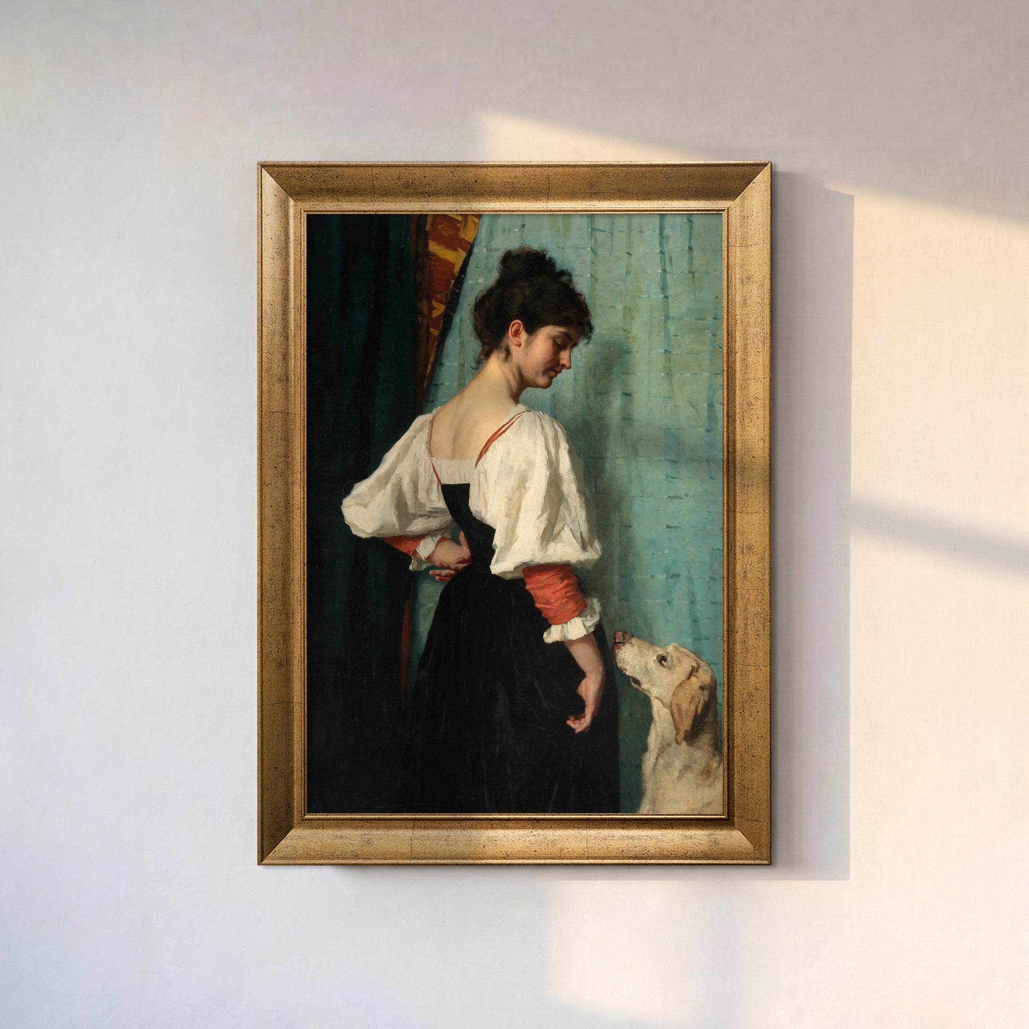 Kadın ve Köpek Portresi Poster – Klasik Sanat Temalı Dekoratif Duvar Posteri
