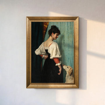 Kadın ve Köpek Portresi Poster – Klasik Sanat Temalı Dekoratif Duvar Posteri