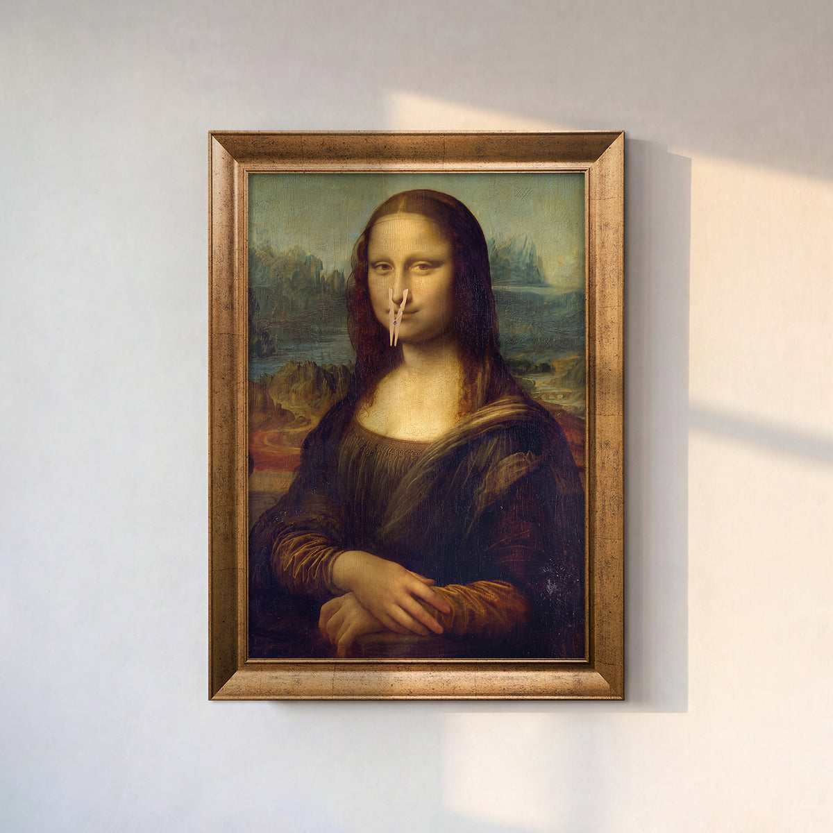 Mona Lisa Mandallı Yüz – Mizahi Klasik Sanat Kanvas Tablo