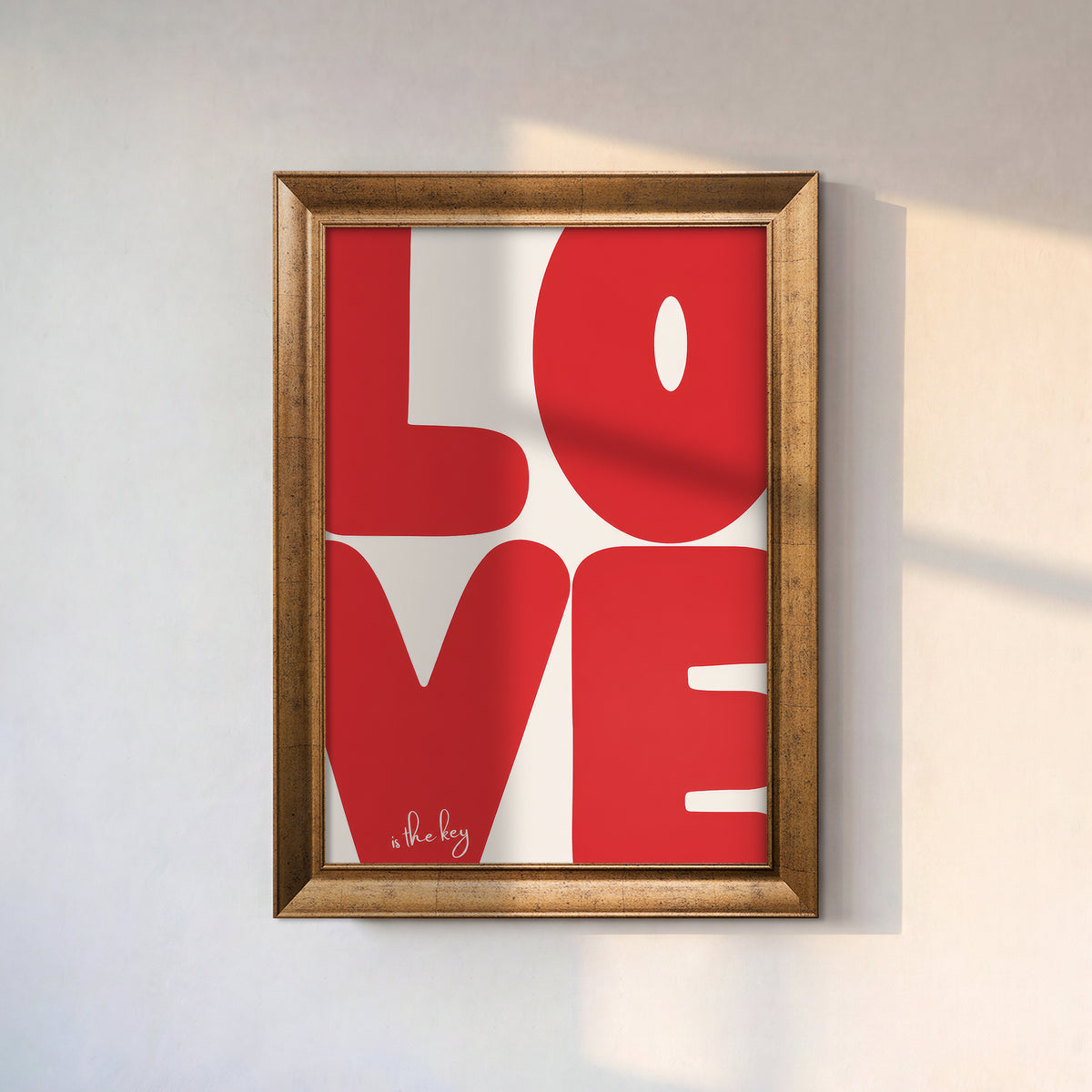 Love Is The Key Kanvas Tablo – Kırmızı Tipografik Modern Duvar Sanatı