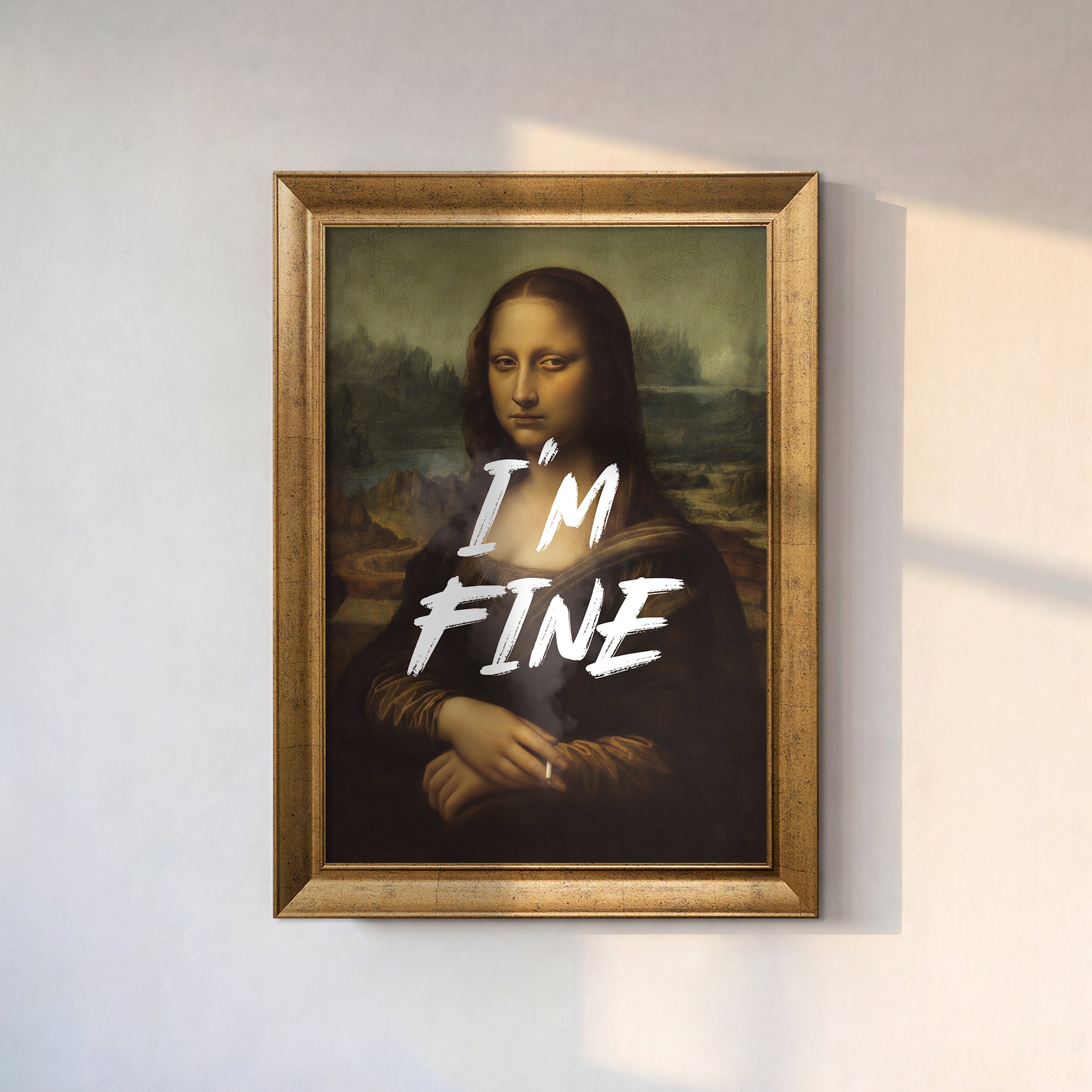 "I'M FINE" Leonardo Da Vinci Mona Lisa Kanvas Tablo