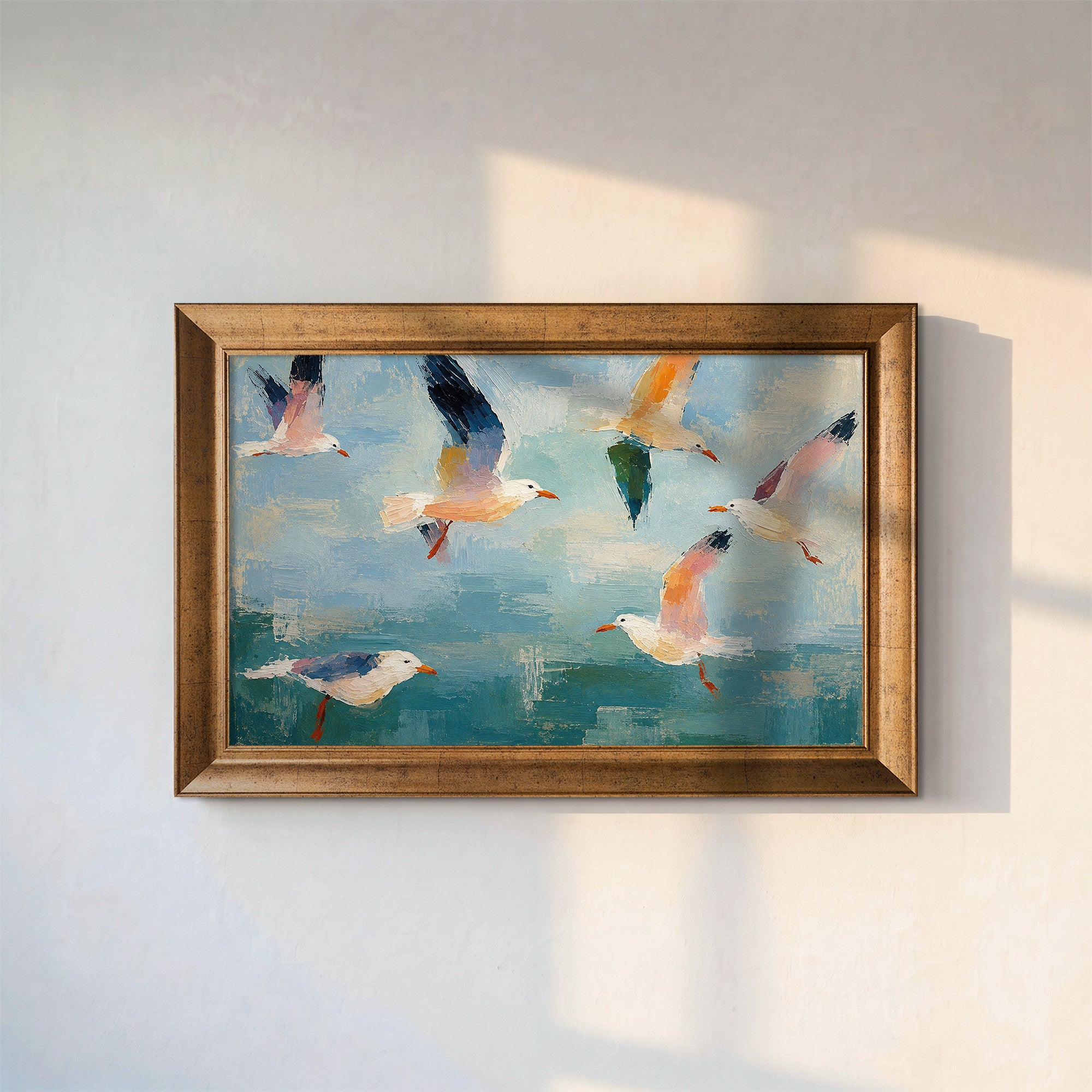 Uçan Martılar – Deniz Esintili Modern Kanvas Tablo