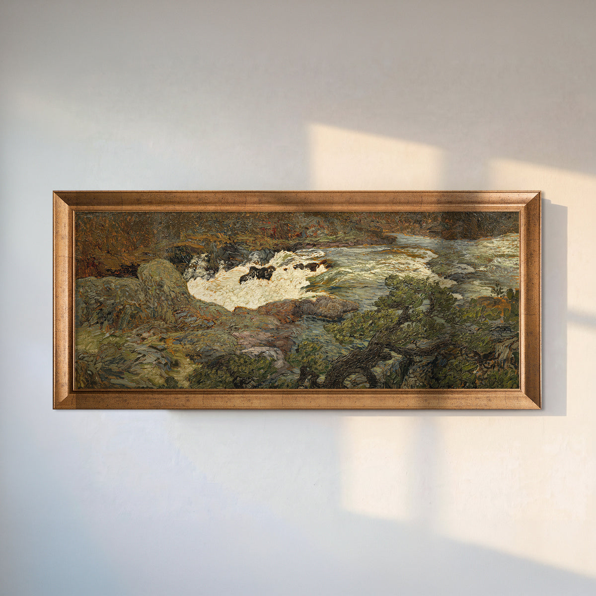 Helmer Osslund – Waterfall, Porjus (Porjus Şelalesi) (1915) Büyük Panoramik Kanvas Tablo