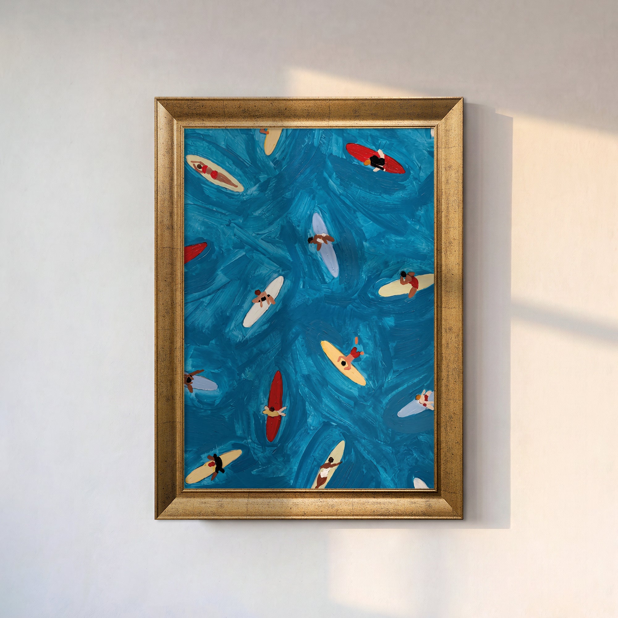 Sörfçüler Kanvas Tablo – Mavi Deniz Temalı Modern Dekoratif Tablo