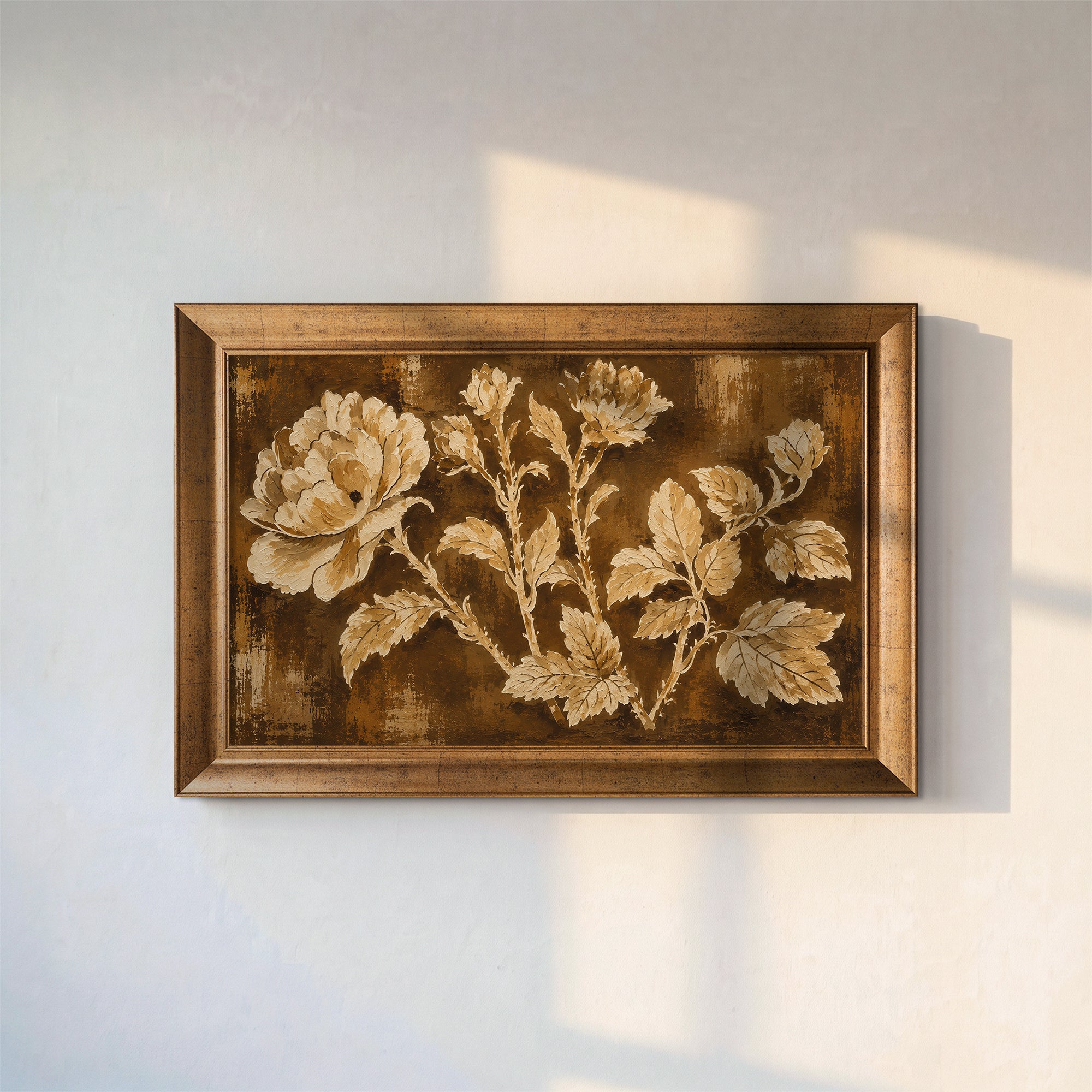 Vintage Çiçek Deseni – Klasik Botanik Kanvas Tablo
