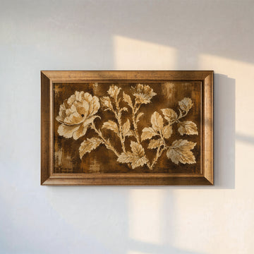 Vintage Çiçek Deseni – Klasik Botanik Kanvas Tablo