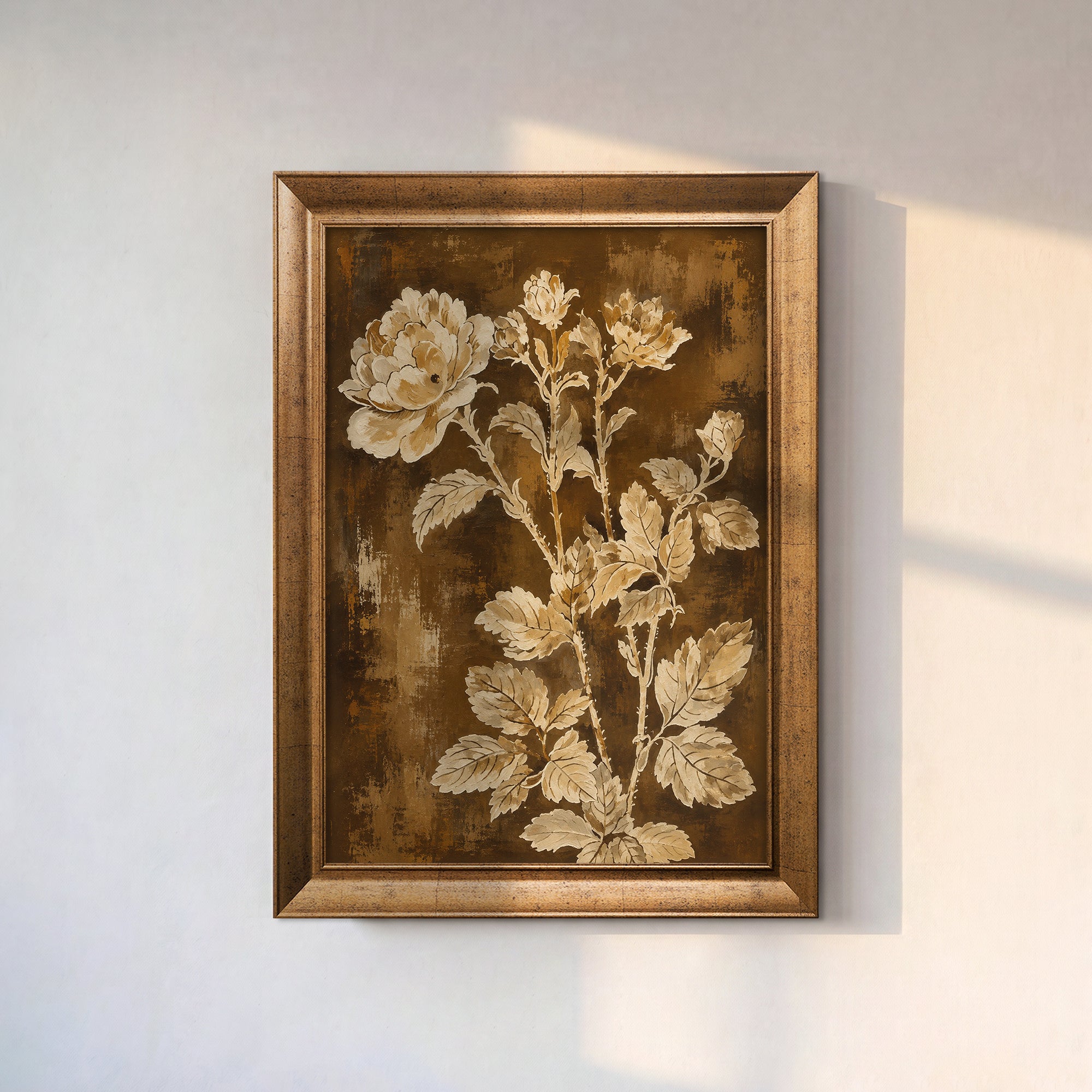 Vintage Çiçek Deseni – Klasik Botanik Kanvas Tablo