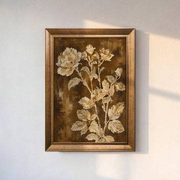 Vintage Çiçek Deseni – Klasik Botanik Kanvas Tablo
