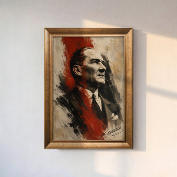 Atatürk Portresi – Türk Bayrağı Efektli Modern Kanvas Tablo