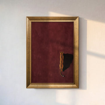 Bordo Zeminde Leopar Kanvas Tablo – Minimal Safari Dekoratif Duvar Tablosu