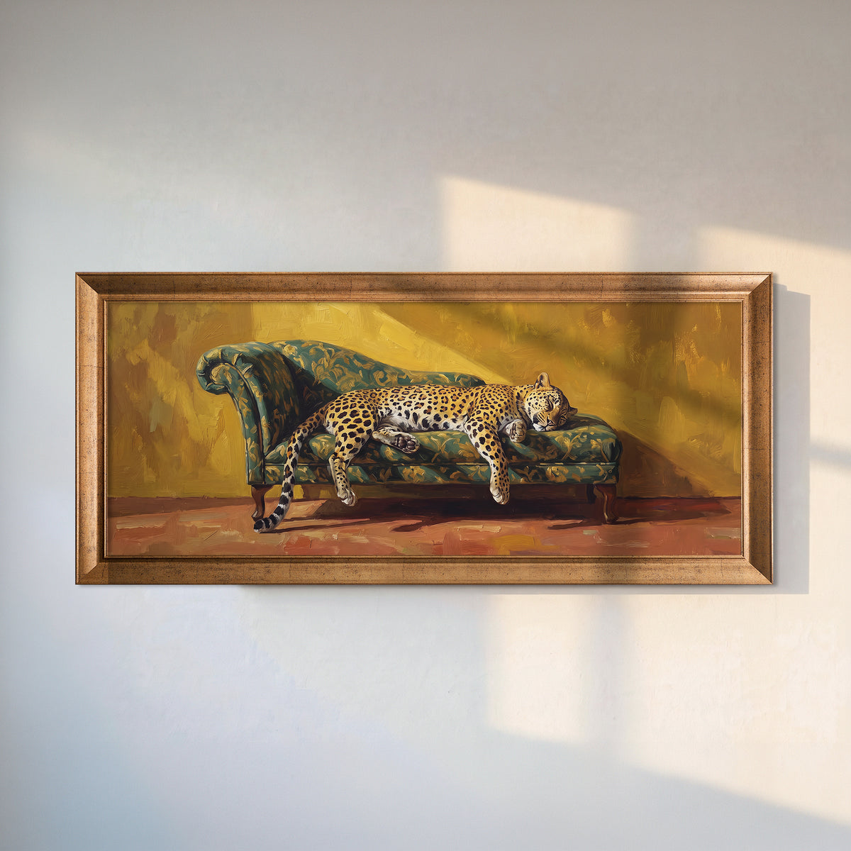 Dinlenen Leopar – Büyük Panoramik Kanvas Tablo