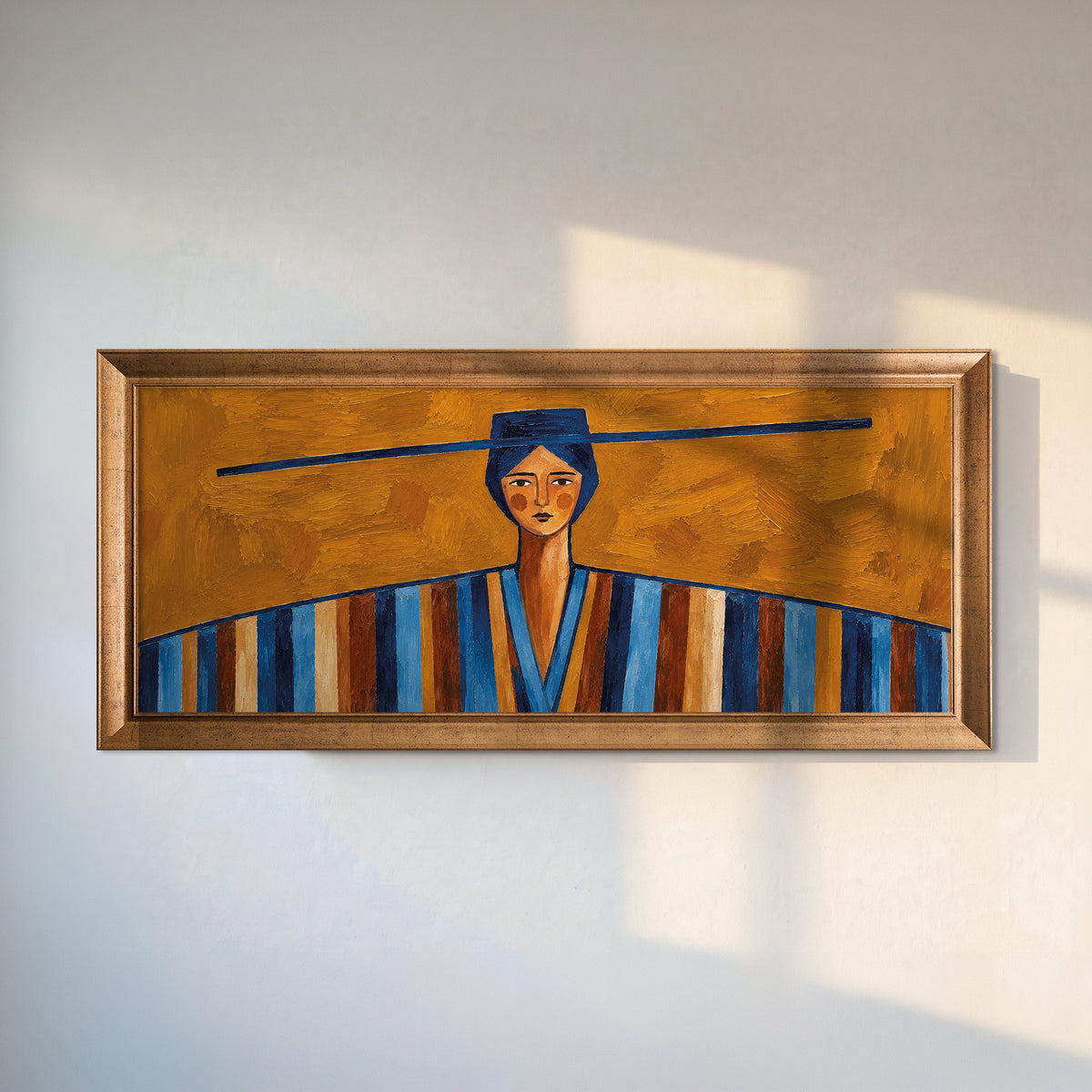Şapkalı Kadın Portresi – Büyük Panoramik Kanvas Tablo