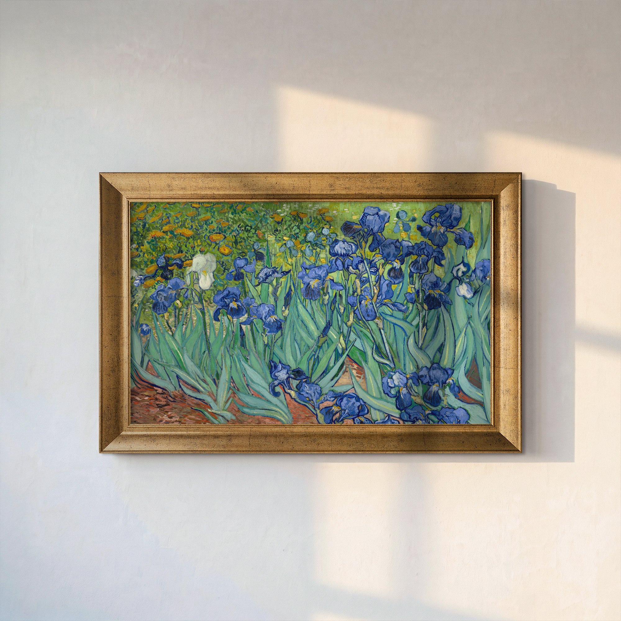 Mor Süsen Çiçekleri Tablosu | Van Gogh Tarzı Floral Kanvas Duvar Dekoru