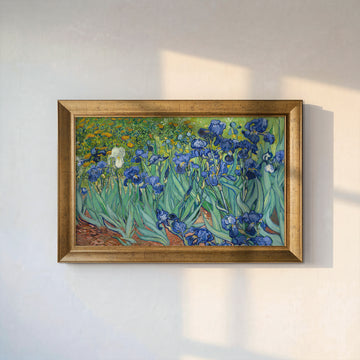 Mor Süsen Çiçekleri Tablosu | Van Gogh Tarzı Floral Kanvas Duvar Dekoru