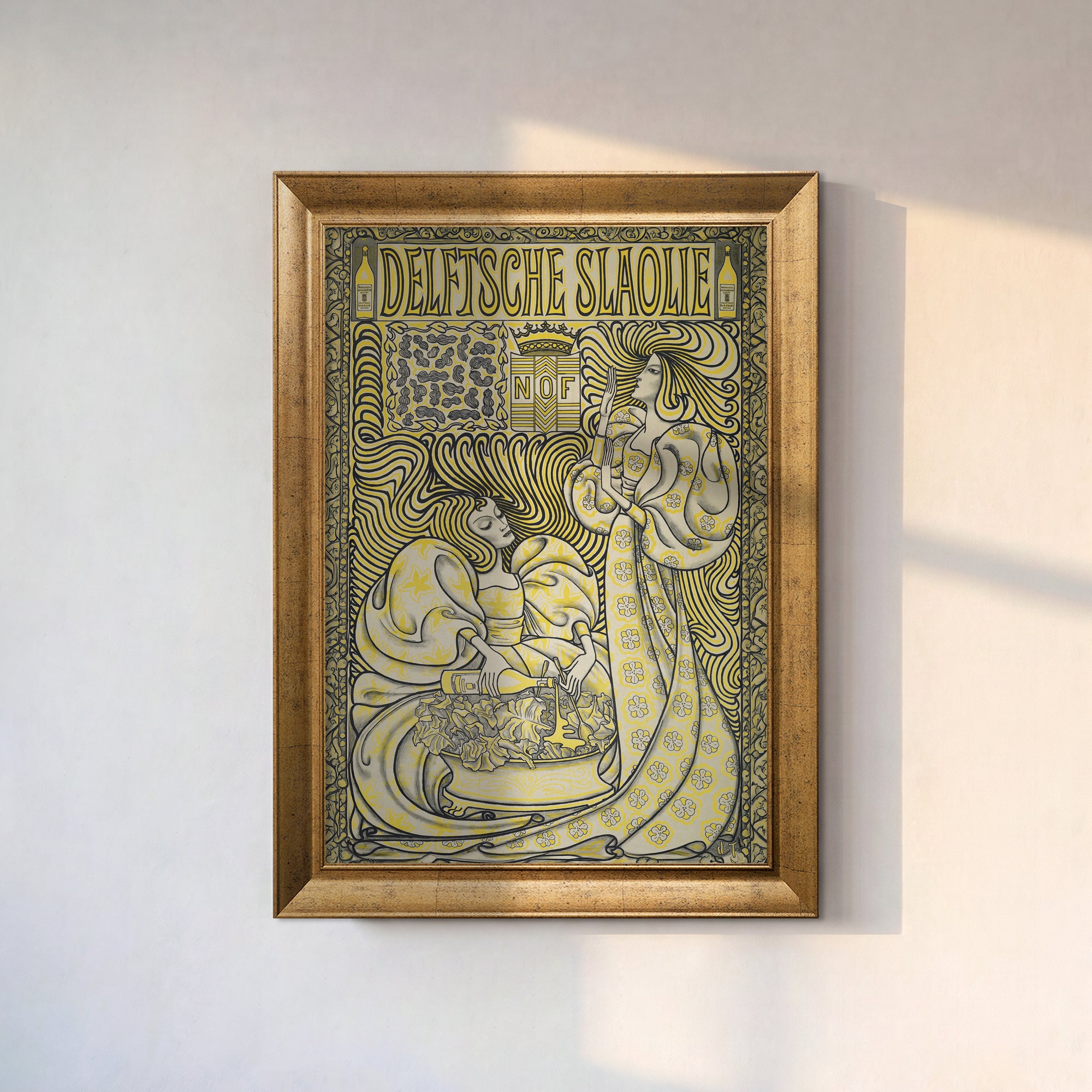 Deutsche Slivovitz Vintage Poster – Art Nouveau Kadın Figürlü Dekoratif Duvar Posteri