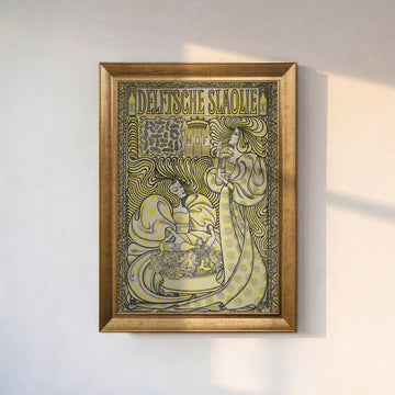 Deutsche Slivovitz Vintage Poster – Art Nouveau Kadın Figürlü Dekoratif Duvar Posteri