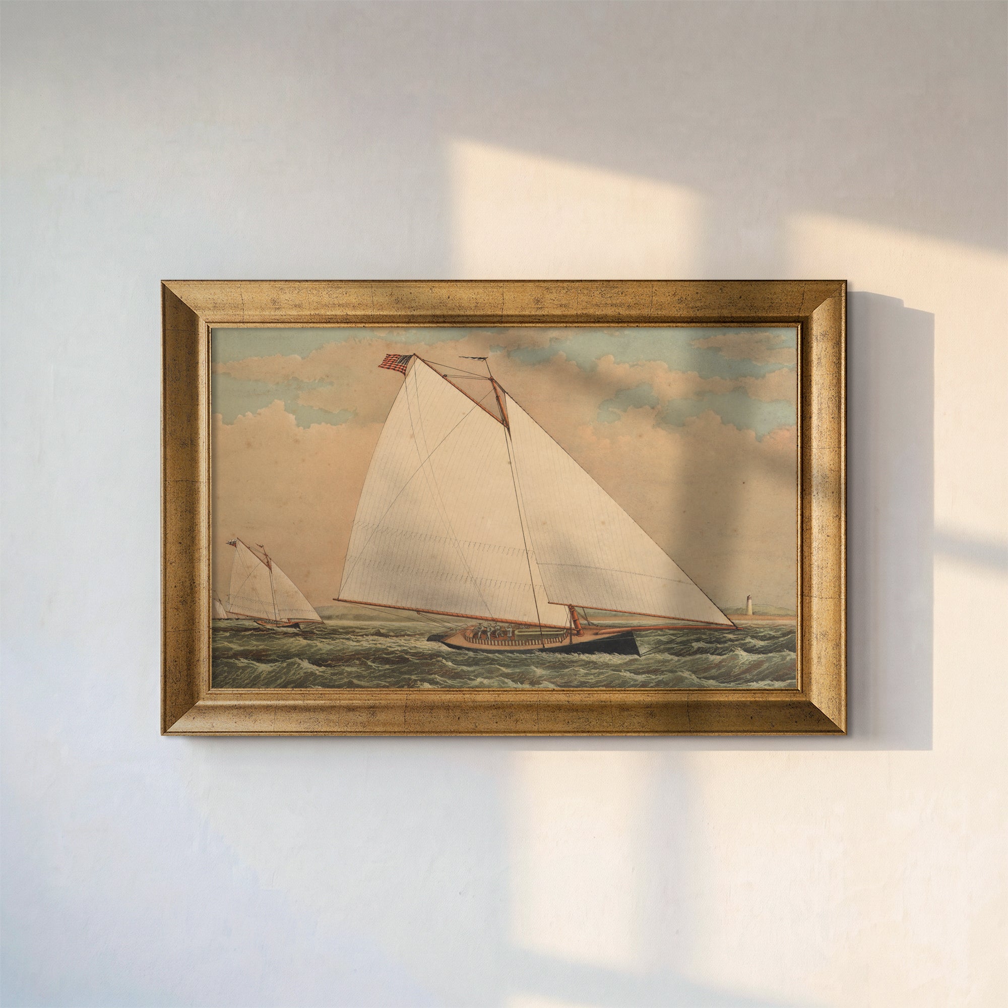 Vintage Yelkenli Tekne Kanvas Tablo – Deniz ve Regatta Temalı Dekoratif Duvar Tablosu