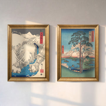 Utagawa Hiroshige Japon Manzaraları İkili Kanvas Tablo Seti