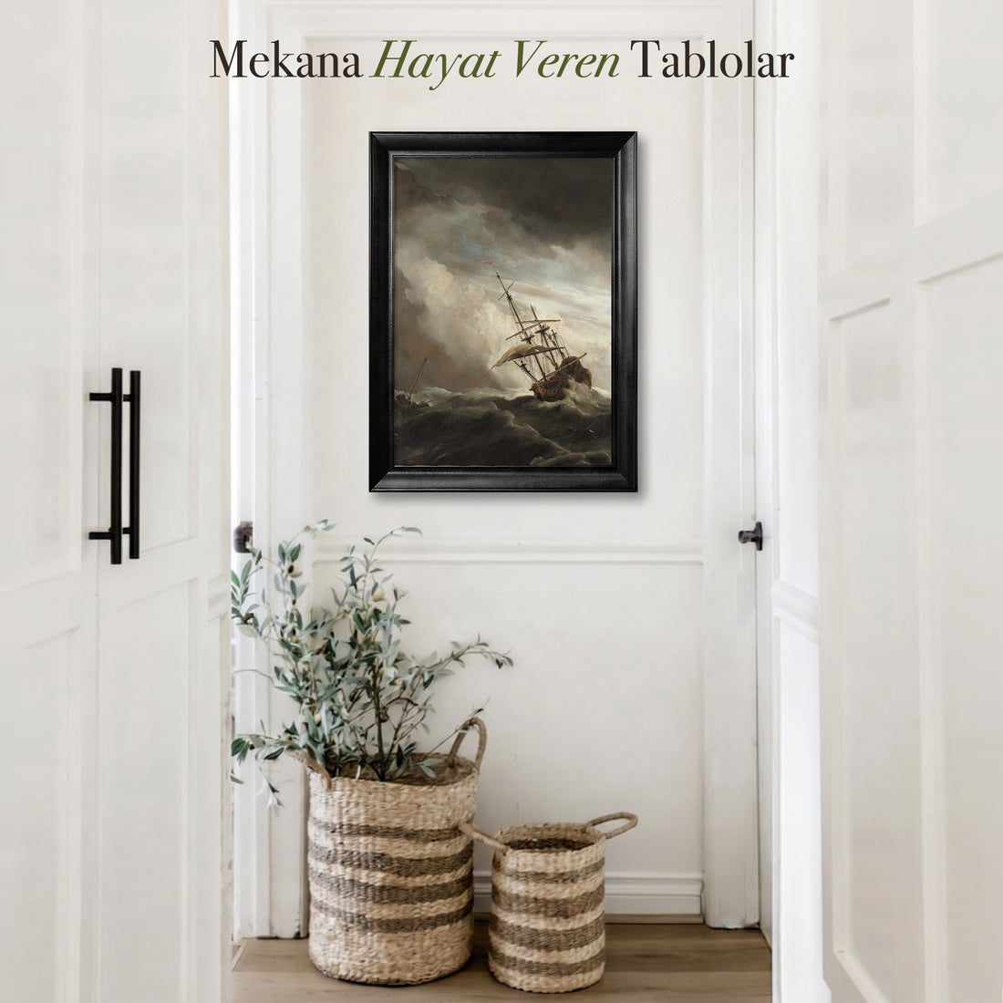 1680 Tarihli Klasik Gemi Tablosu | Fırtınalı Deniz Manzarası Duvar Sanatı