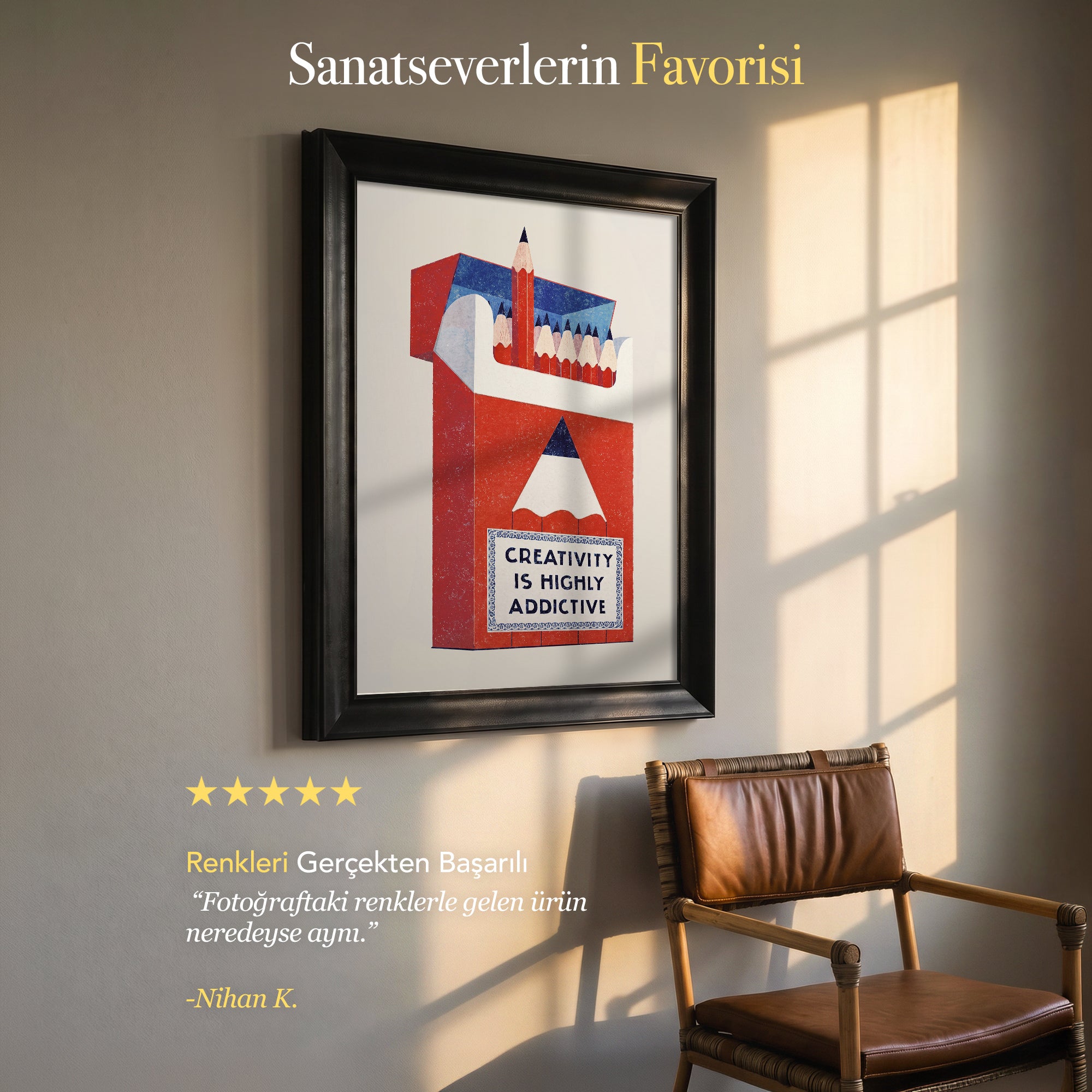 Creativity Is Highly Addictive Kanvas Tablo – Renkli Retro Tipografik Duvar Sanatı
