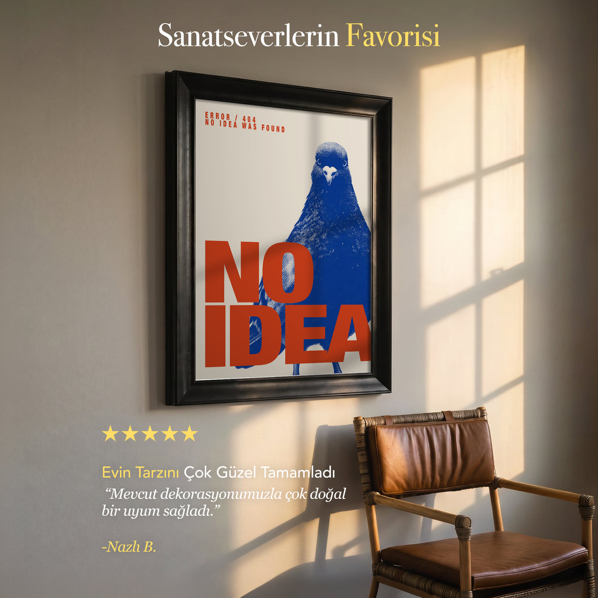 NO IDEA Güvercin Tipografik Kanvas Tablo – Retro Mizahi Duvar Sanatı