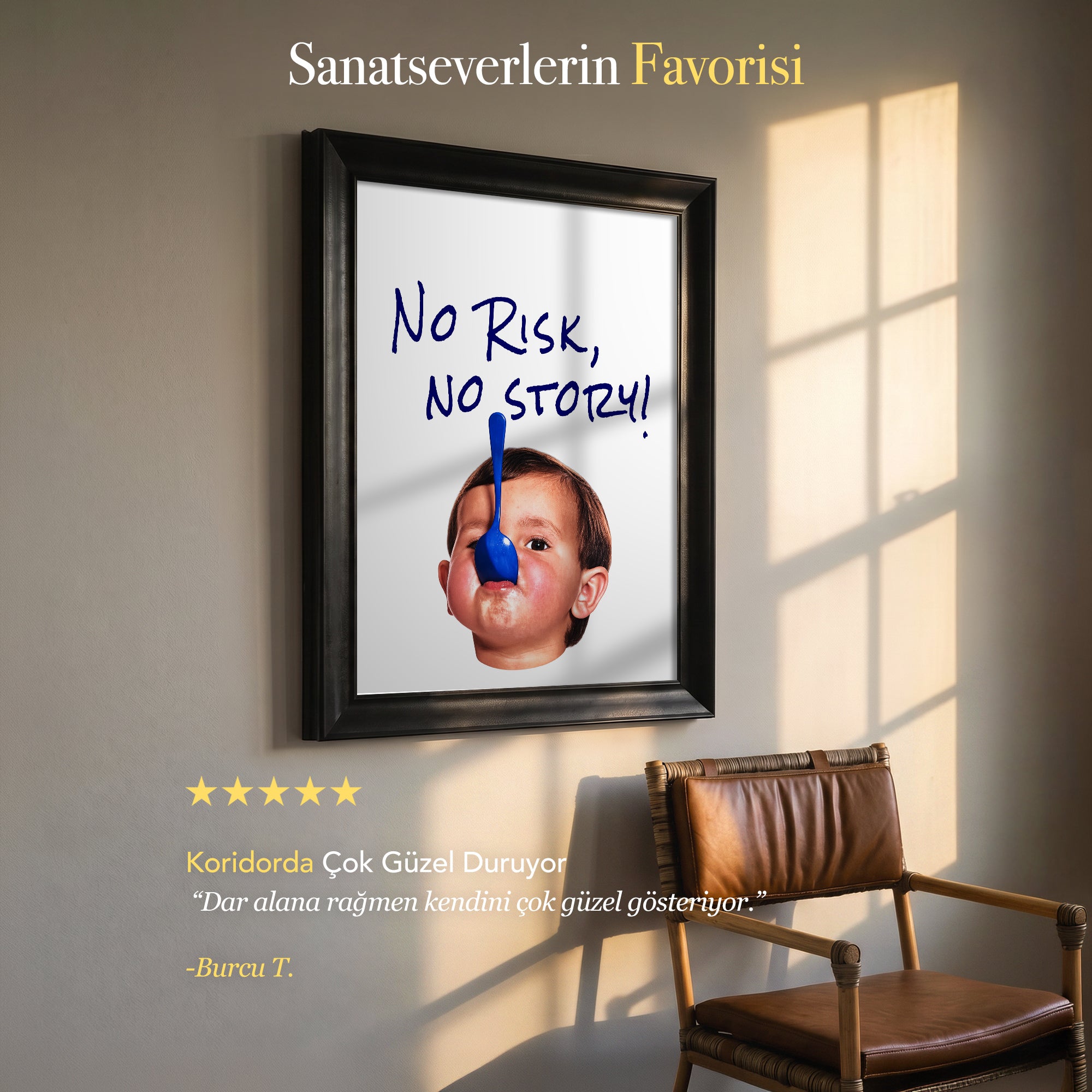 No Risk, No Story Kanvas Tablo – Eğlenceli Motivasyon Duvar Sanatı