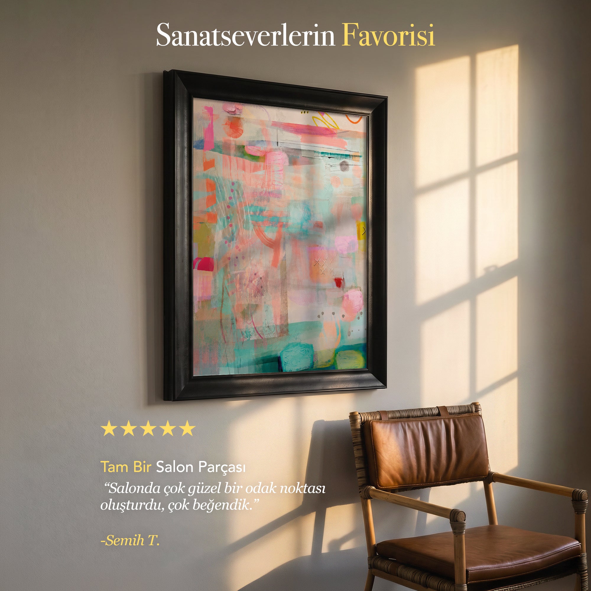 Pastel Soyut Katmanlar – Modern Kanvas Tablo