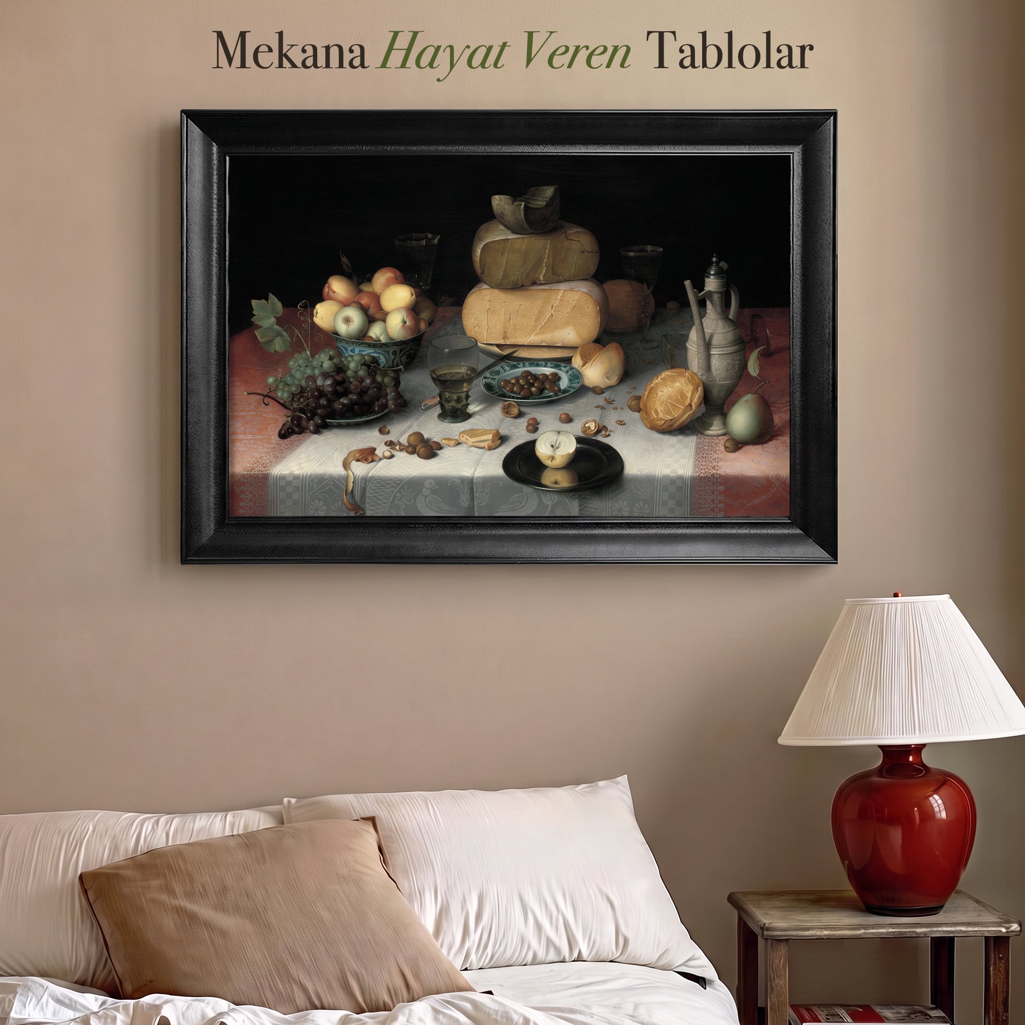 Klasik Natürmort Poster – Meyve ve Sofra Temalı Vintage Duvar Posteri