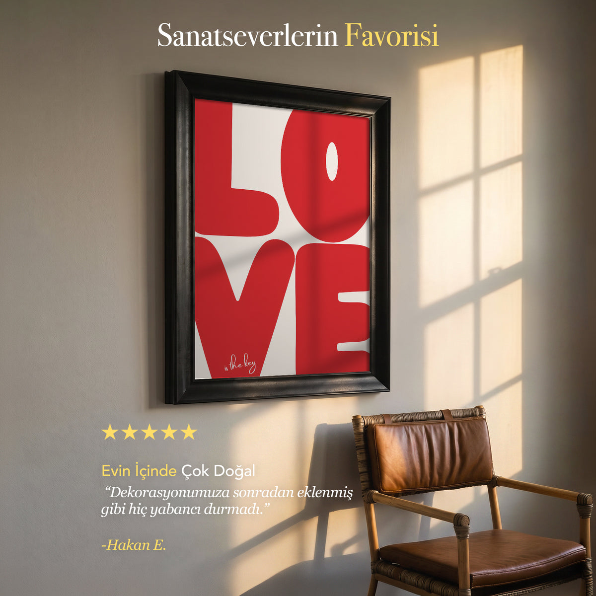 Love Is The Key Kanvas Tablo – Kırmızı Tipografik Modern Duvar Sanatı