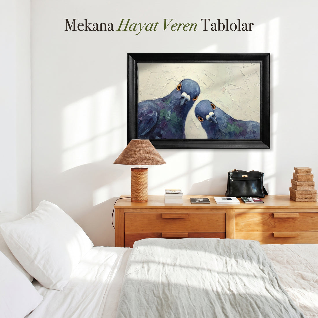"Meraklı Güvercinler" Kanvas Tablo