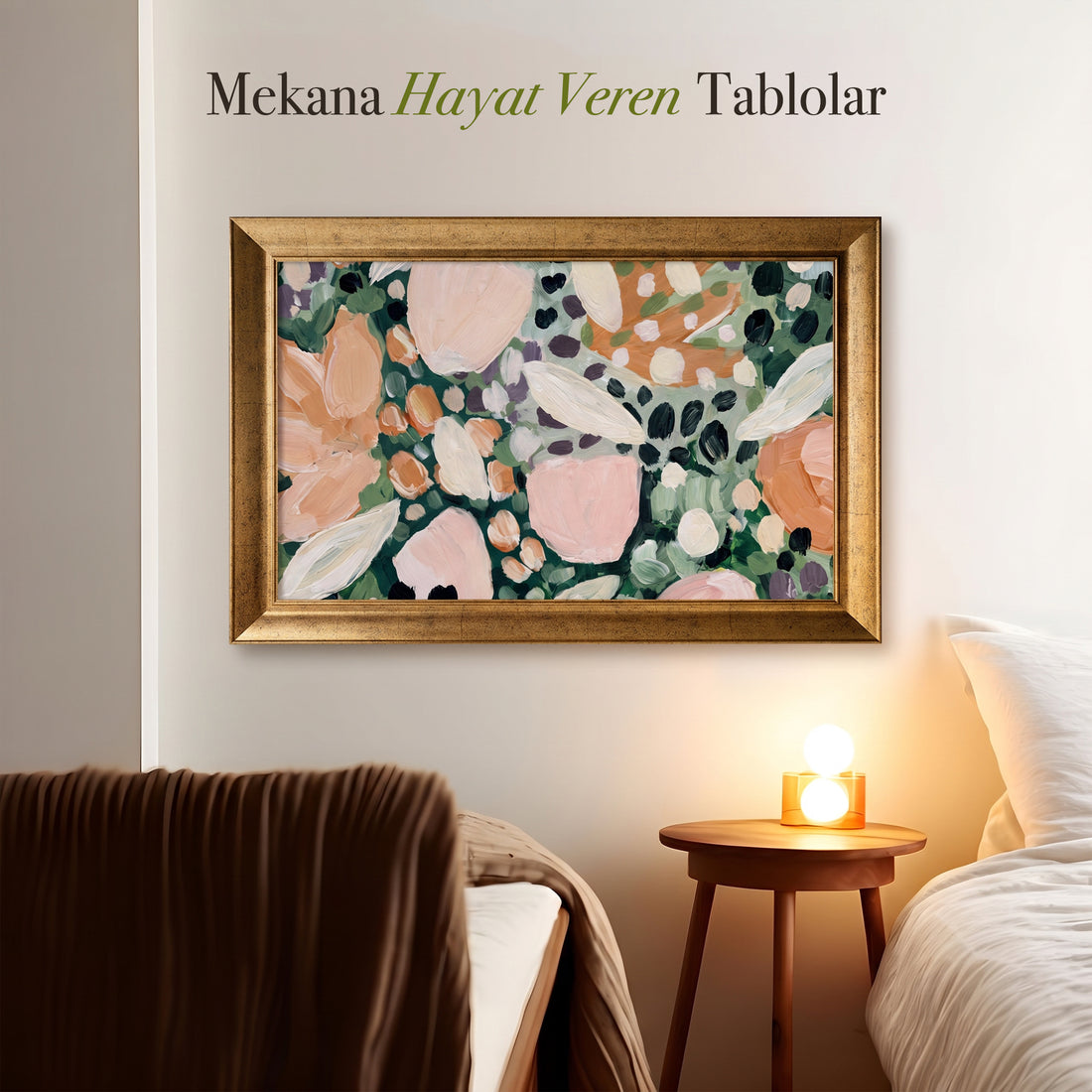 Soyut Çiçek Bahçesi Kanvas Tablo – Pastel Floral Modern Dekoratif Tablo