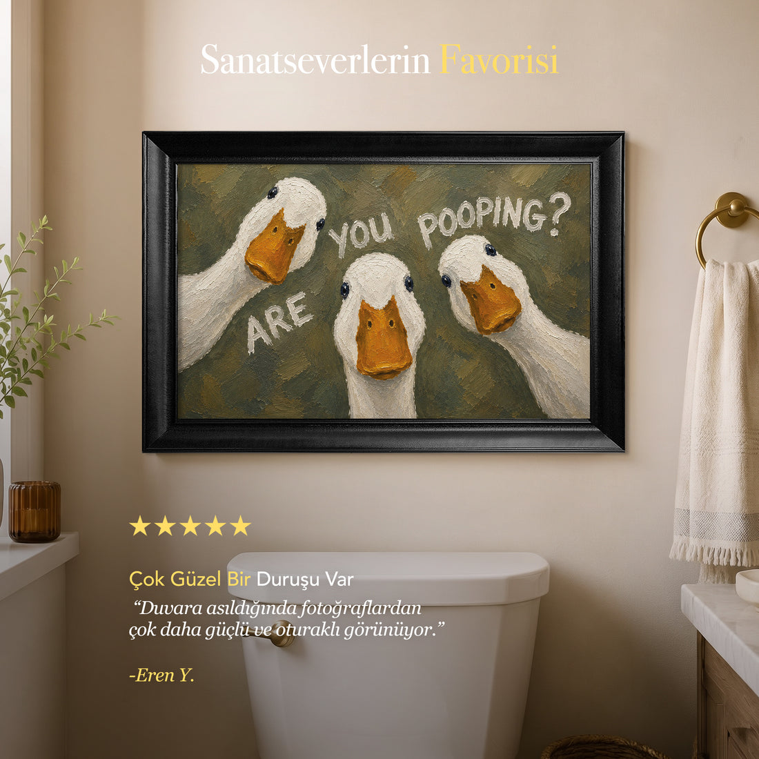 Are You Pooping? – Üç Ördek Mizahi Kanvas Tablo