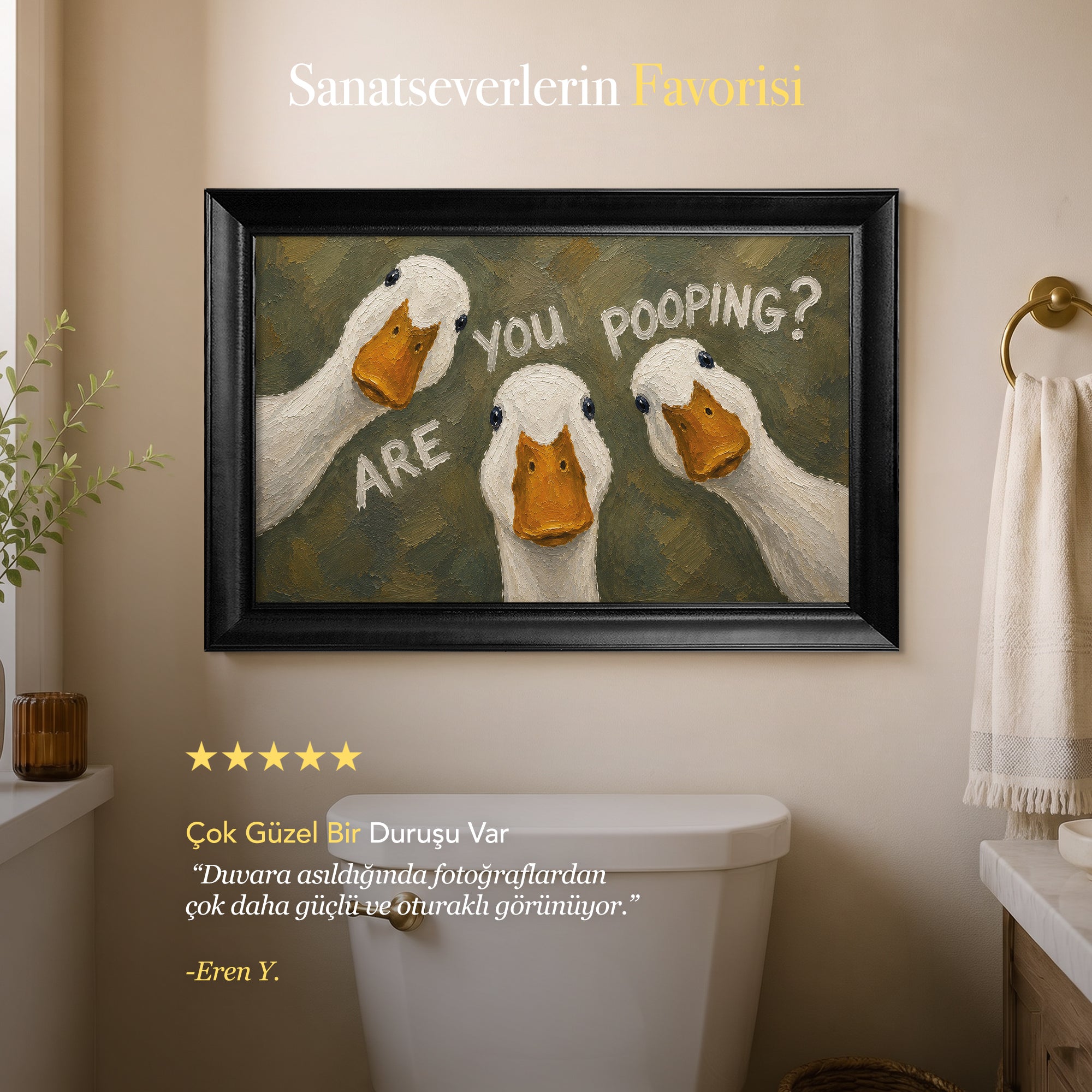 Are You Pooping? – Üç Ördek Mizahi Kanvas Tablo