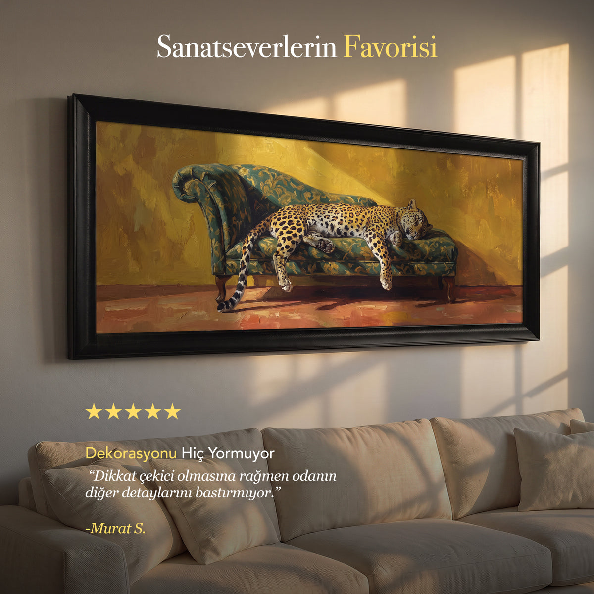 Dinlenen Leopar – Büyük Panoramik Kanvas Tablo