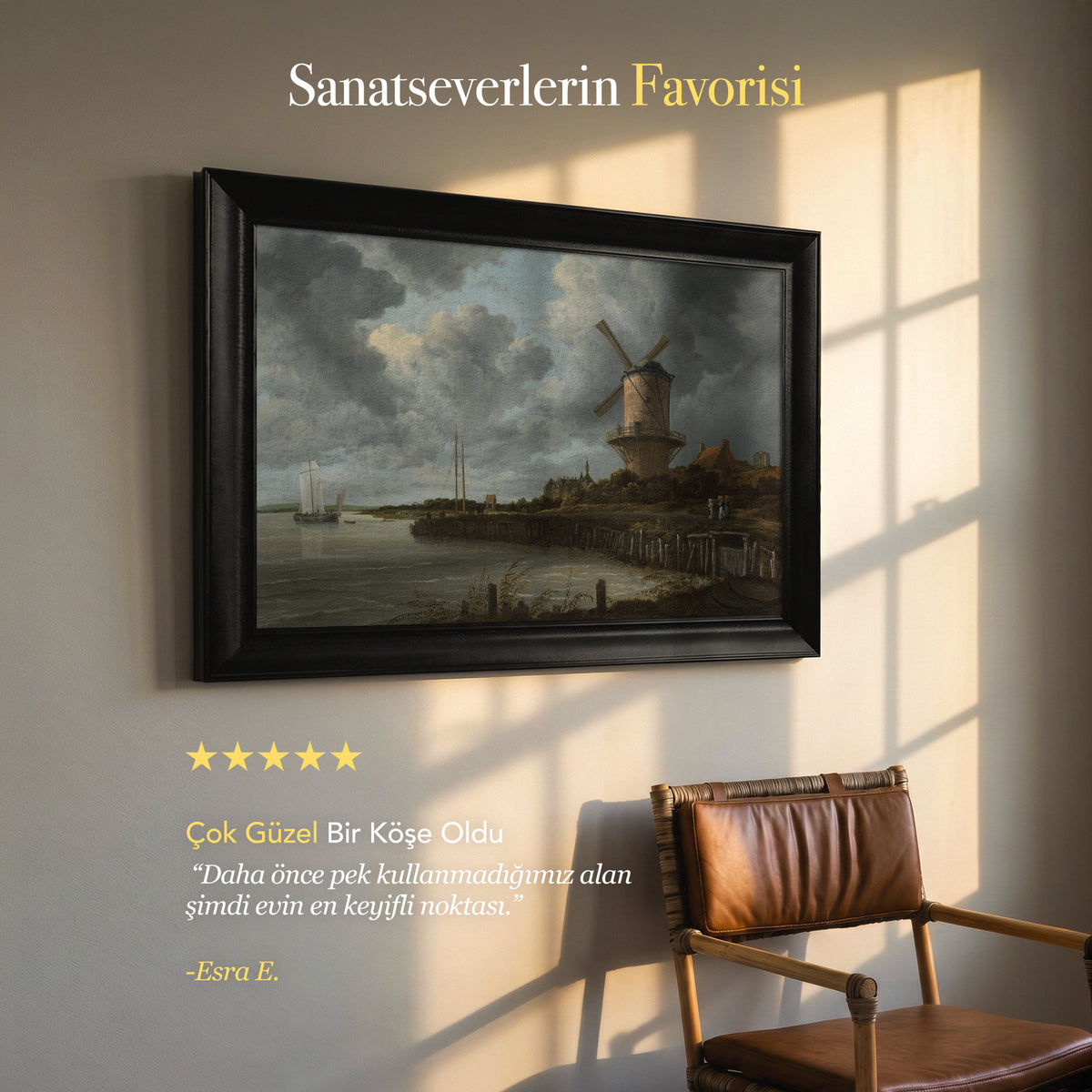 Jacob Isaacksz van Ruisdael – The Windmill at Wijk bij Duurstede (c. 1668–1670) Kanvas Tablo