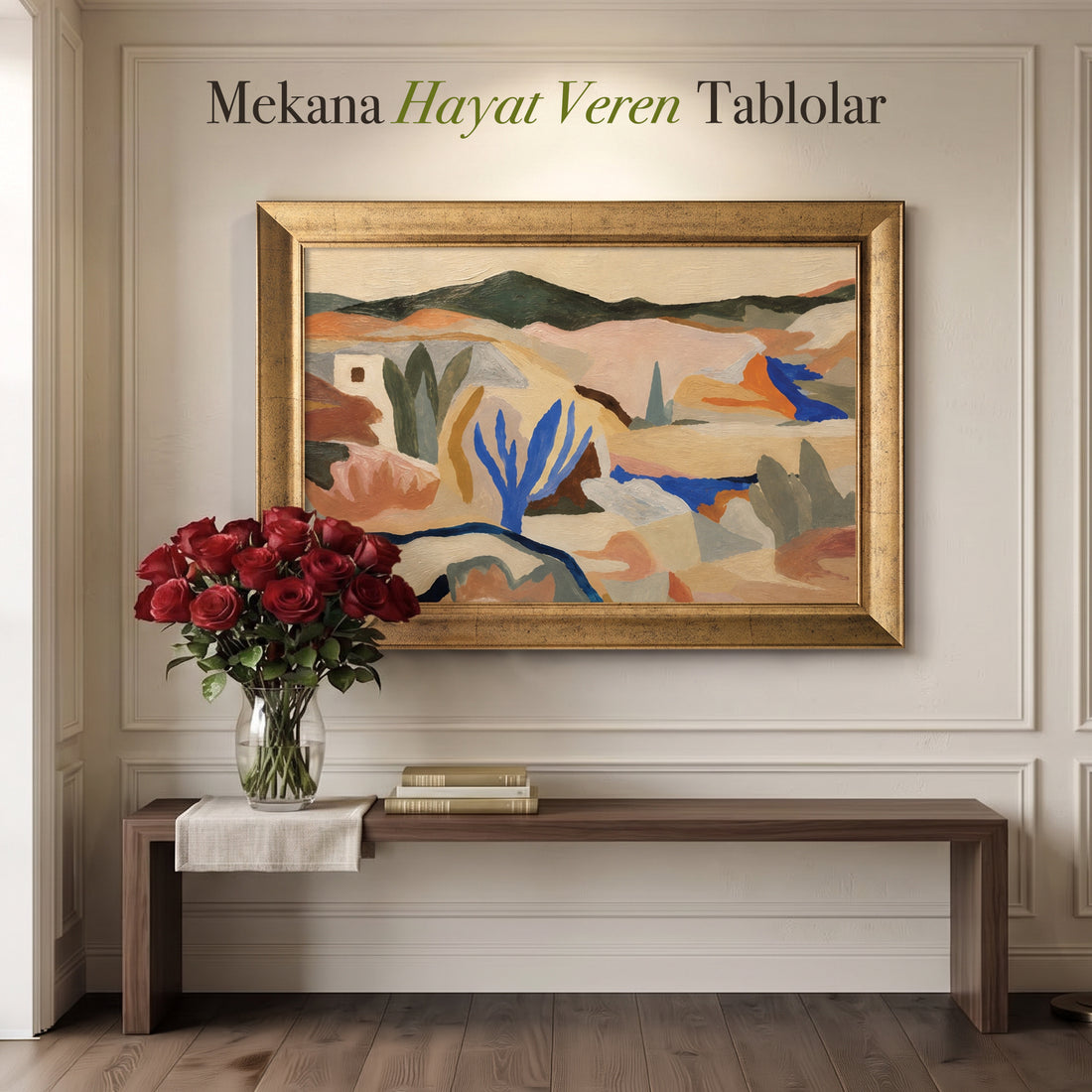 Soyut Doğa Manzarası Kanvas Tablo – Modern Renk Bloklu Dekoratif Tablo