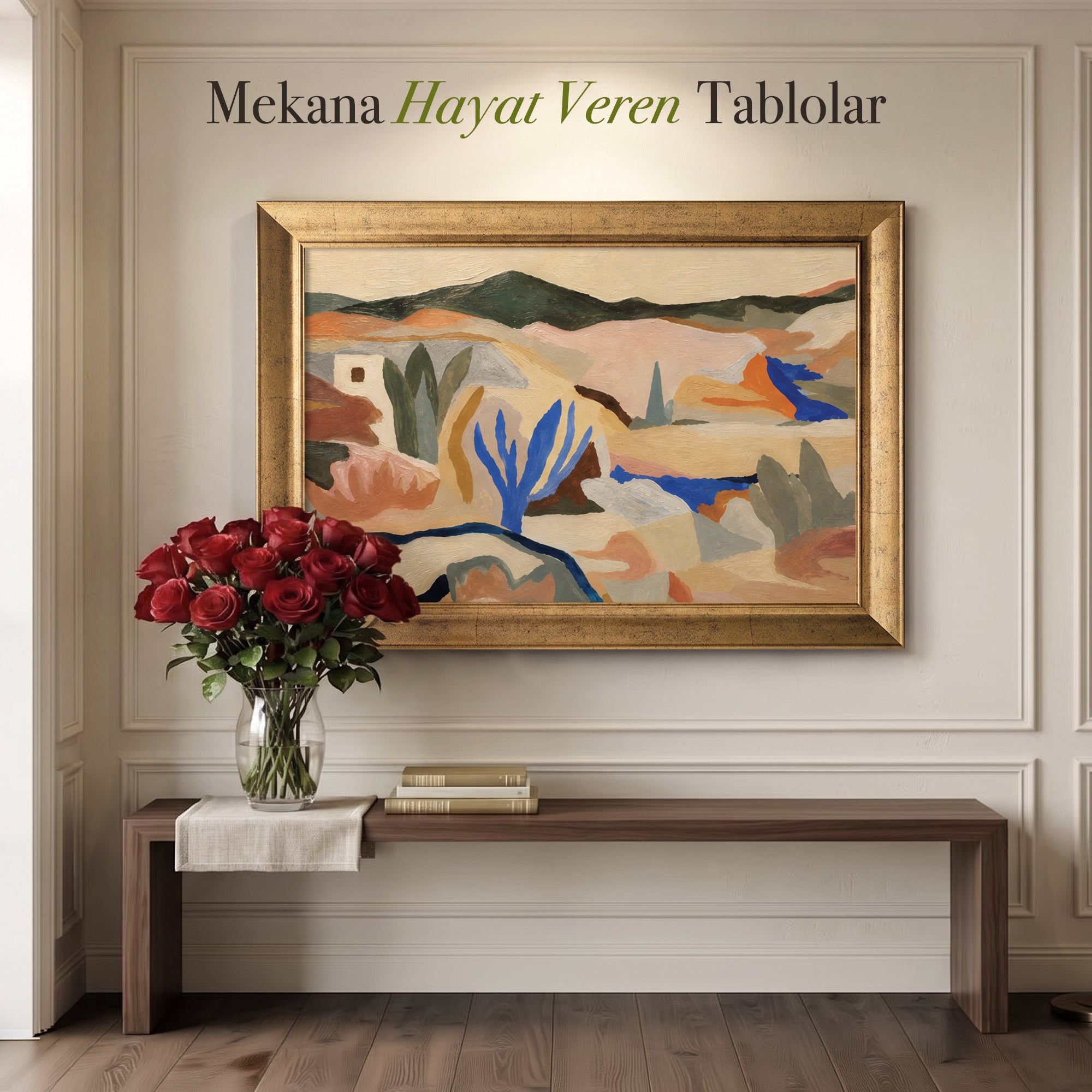 Soyut Doğa Manzarası Kanvas Tablo – Modern Renk Bloklu Dekoratif Tablo