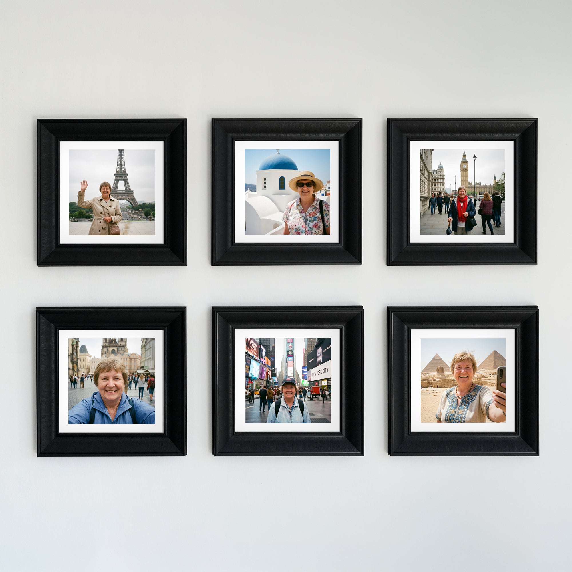 "Güzel Anılar Köşesi" Kişiye Özel Siyah Çerçeveli Fotoğraf Kolajı Seti