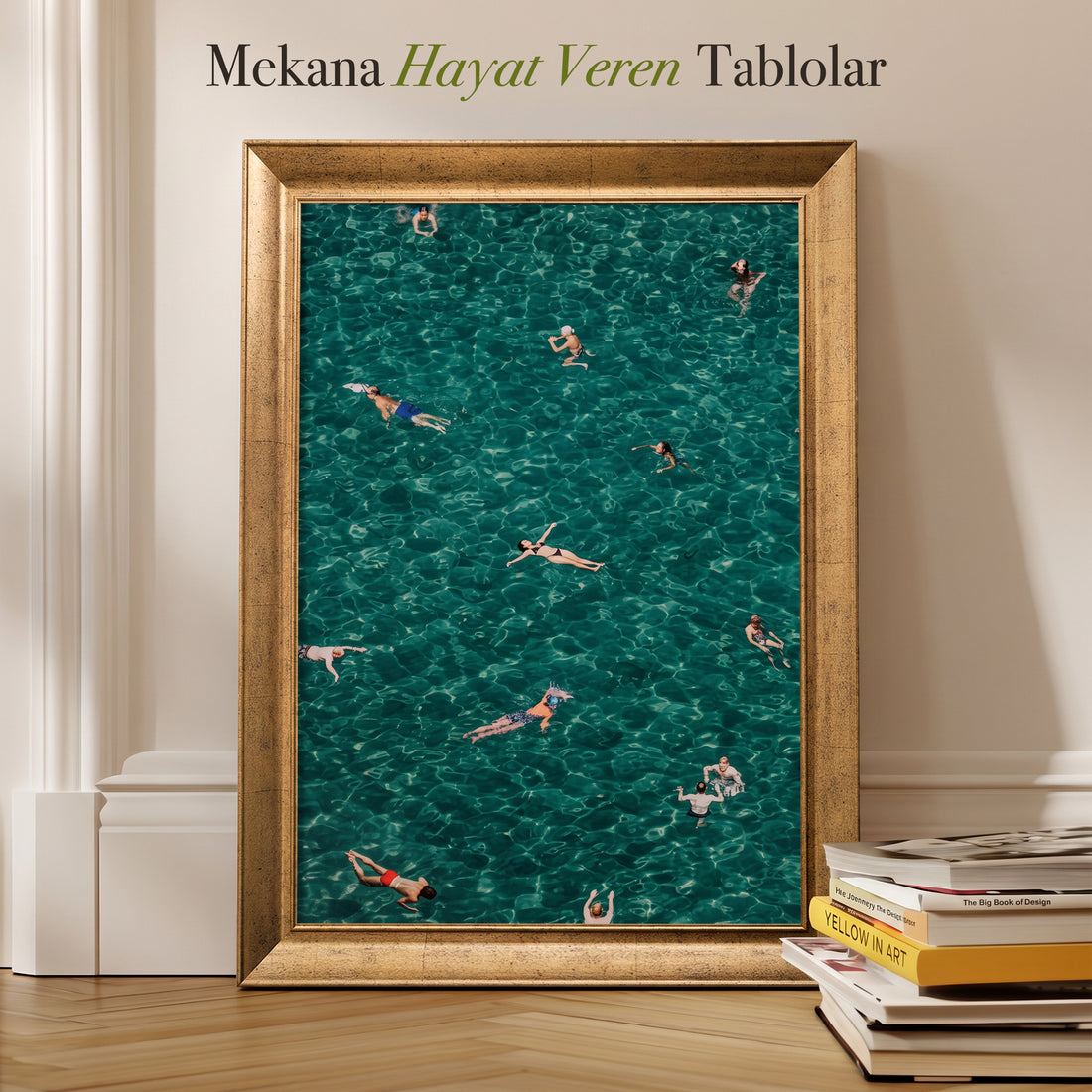 Yüzücüler Kanvas Tablo – Yeşil Deniz Temalı Modern Dekoratif Tablo