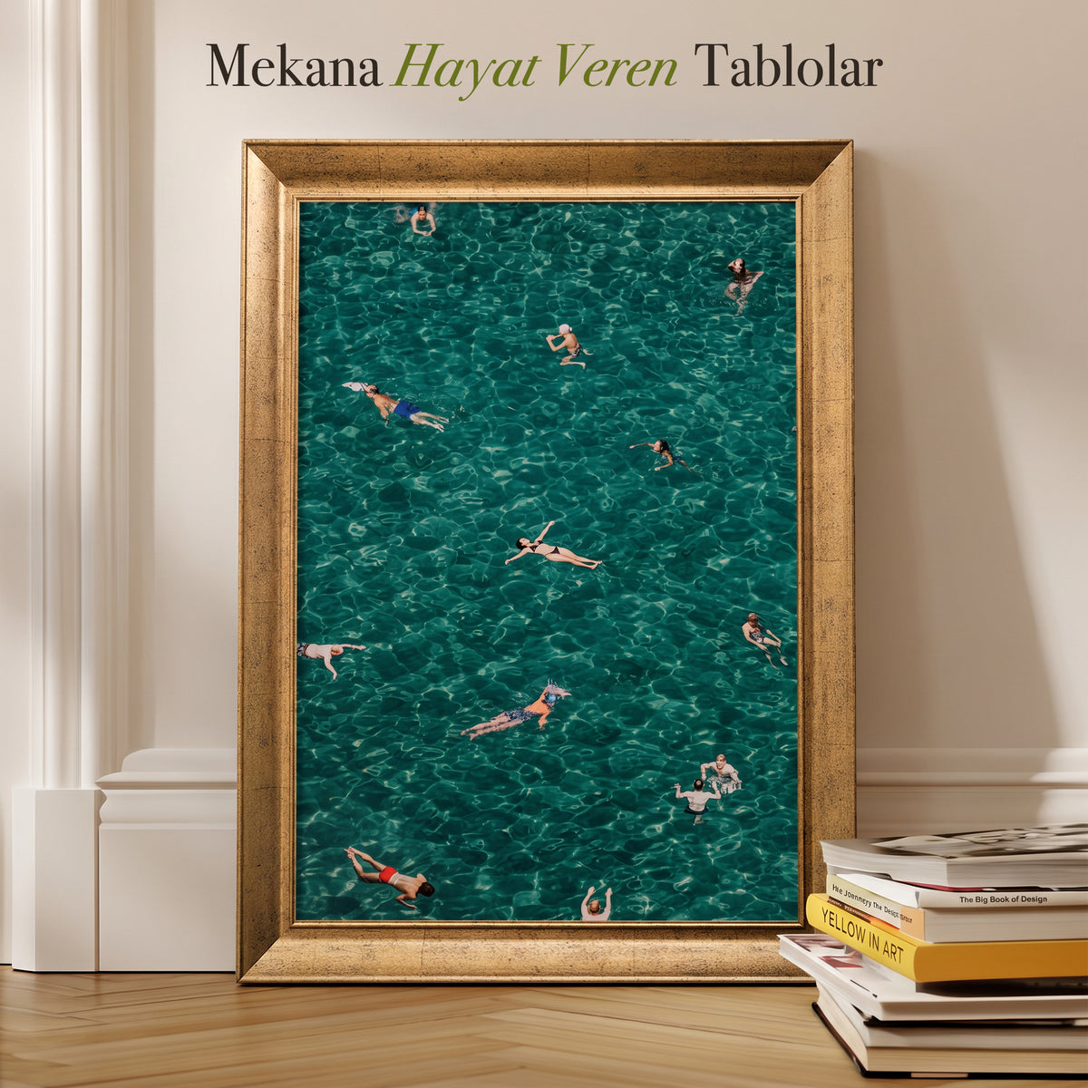 Yüzücüler Kanvas Tablo – Yeşil Deniz Temalı Modern Dekoratif Tablo