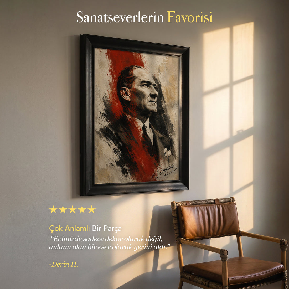 Atatürk Portresi – Türk Bayrağı Efektli Modern Kanvas Tablo
