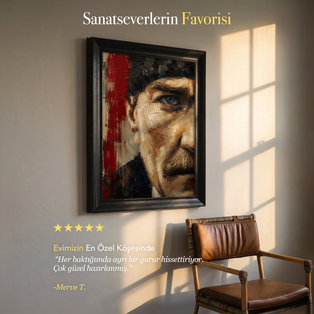 Mavi Gözlü Atatürk Portresi – Modern Figüratif Kanvas Tablo