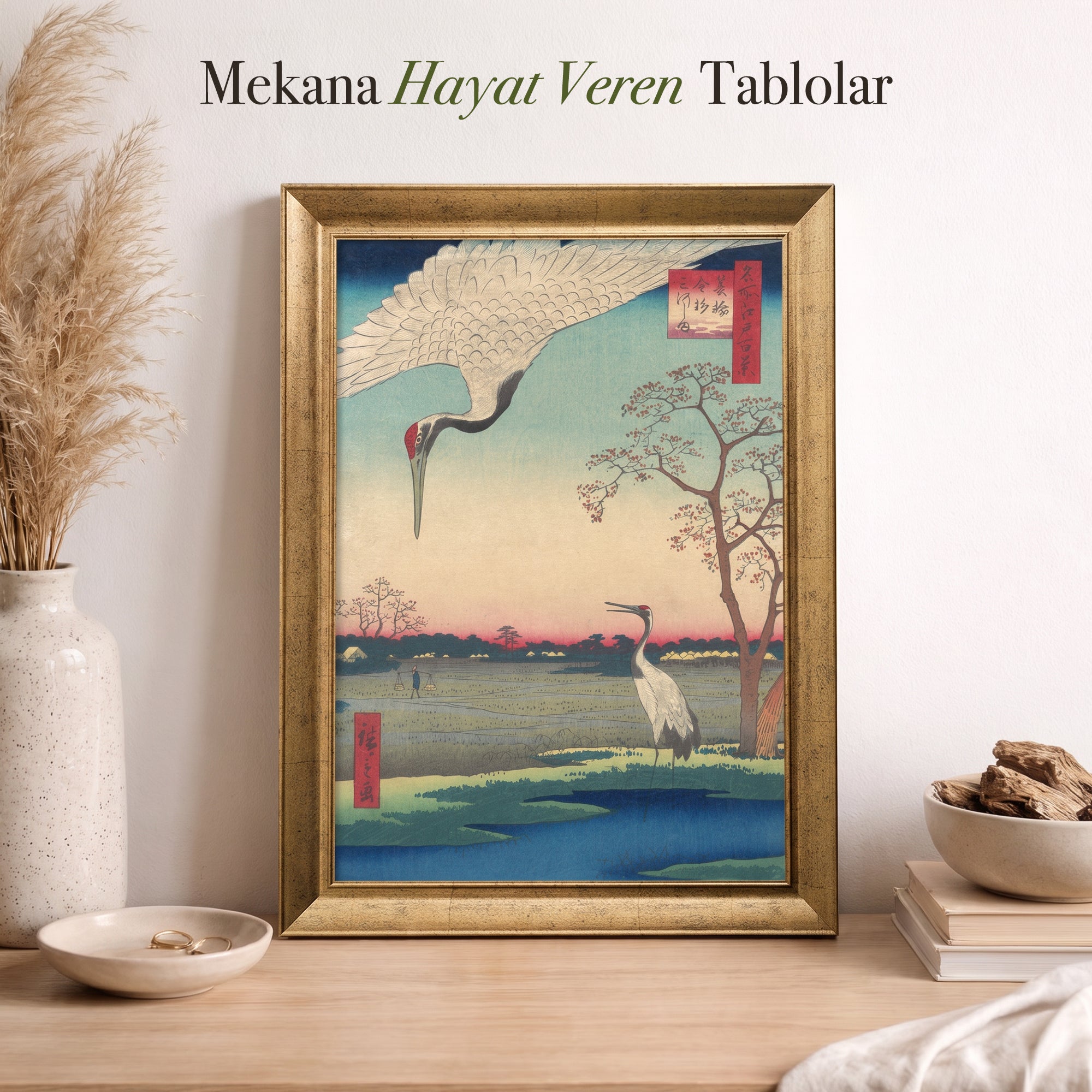Japon Turna Kuşları Poster – Vintage Uzak Doğu Temalı Dekoratif Duvar Posteri