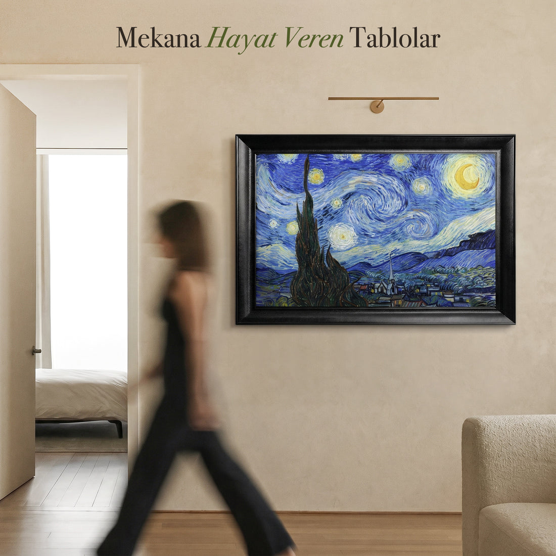 Vincent van Gogh – Yıldızlı Gece (1889) | Çerçeveli Duvar Tablosu
