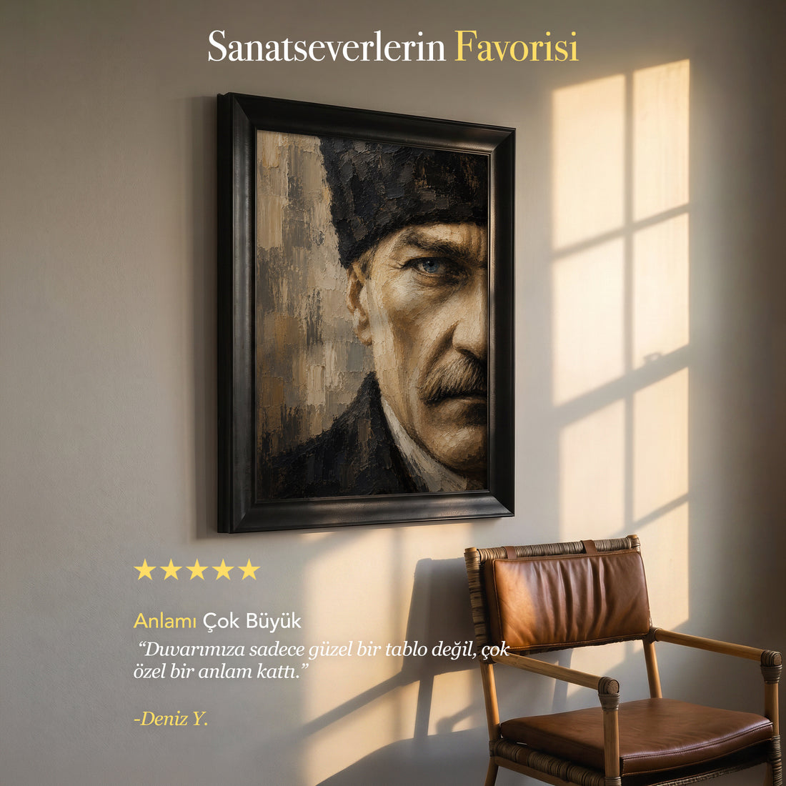 Atatürk Portresi – Modern Dokulu Kanvas Tablo