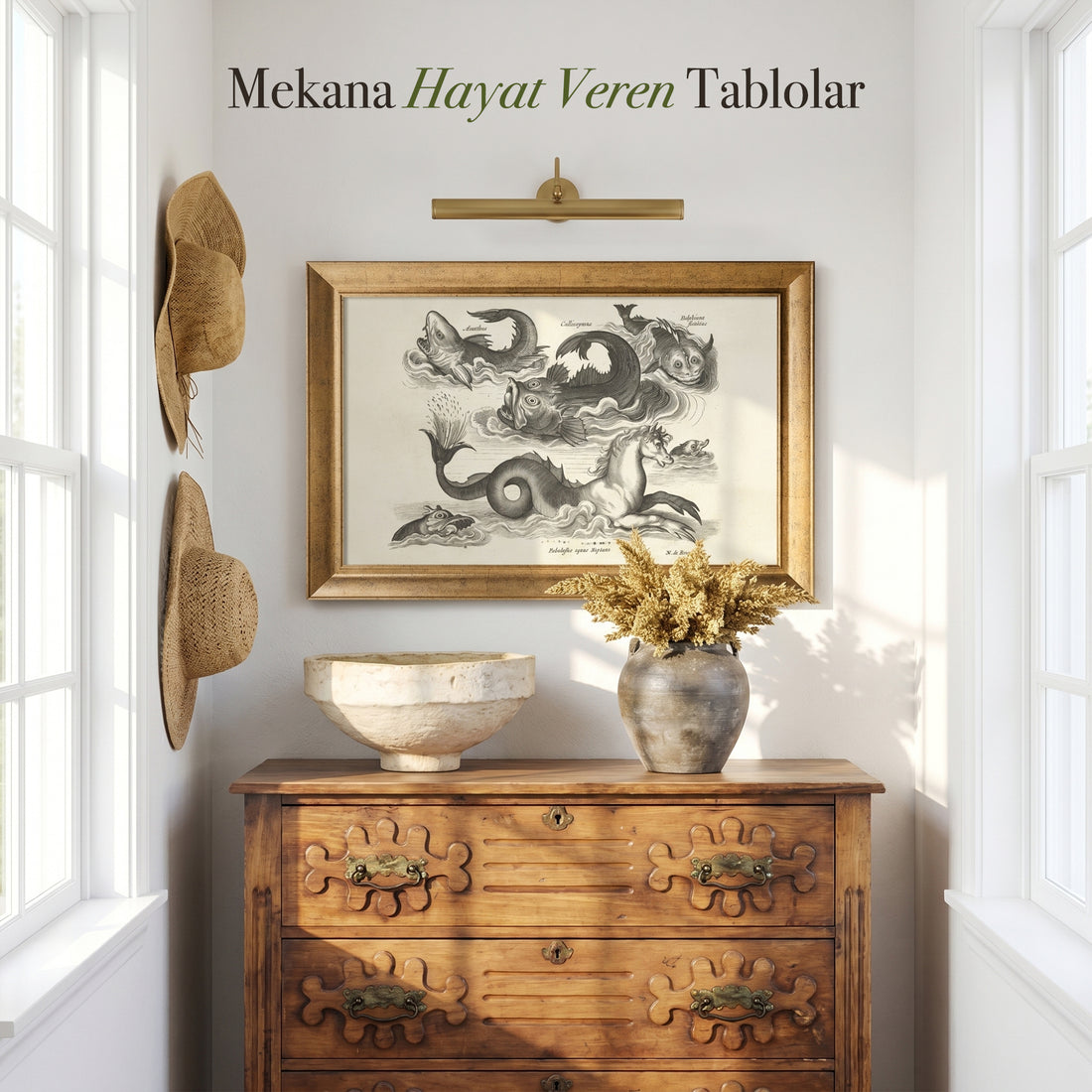 Fantastik Deniz Yaratıkları Gravürü | 16. Yüzyıl Mitolojik Deniz Canlıları Duvar Sanatı