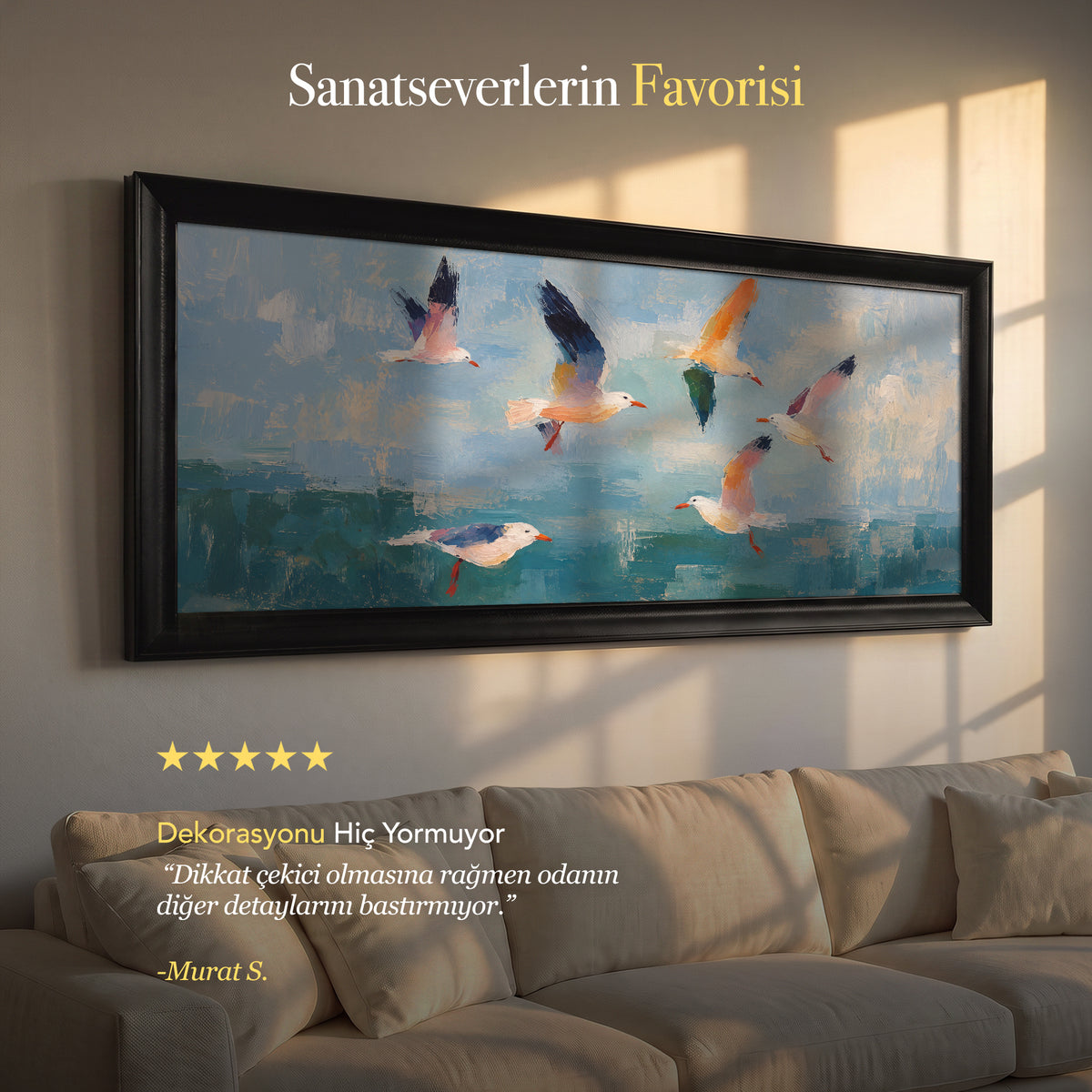 Uçan Martılar – Büyük Panoramik Kanvas Tablo